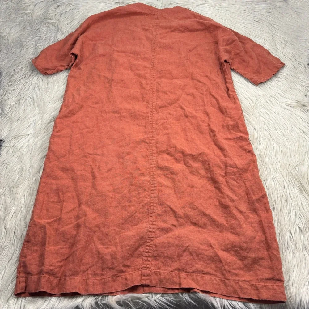 Not Perfect Linen Women's XS Orange Rennes Oversized 100% Linen Shift Dress - Picture 5 of 5